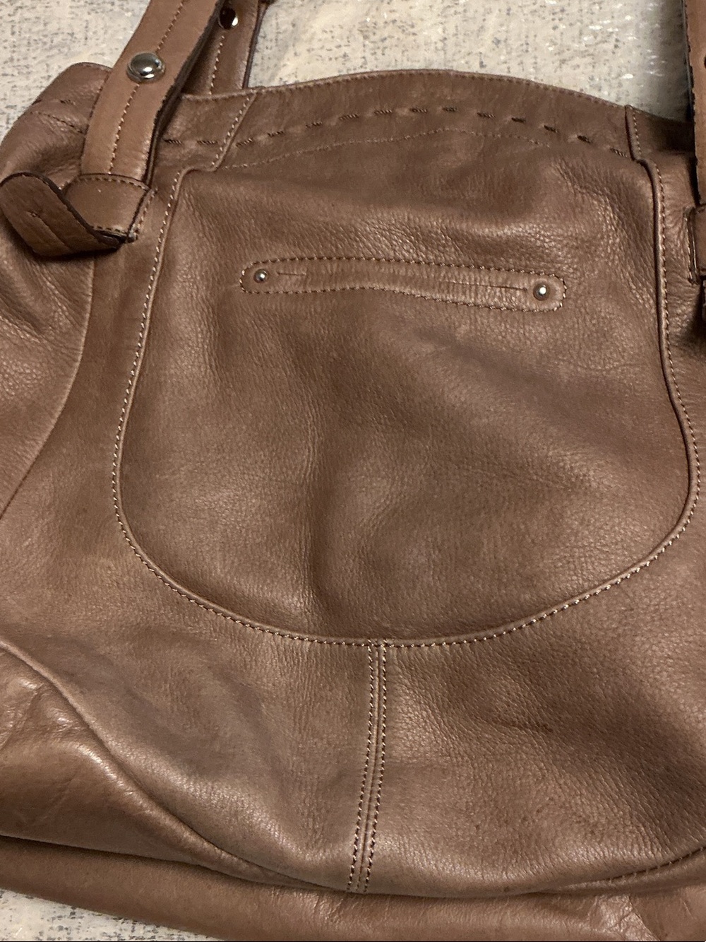 b. makowsky Taupe Brown Leather Shoulder Bag - Picture 4 of 7